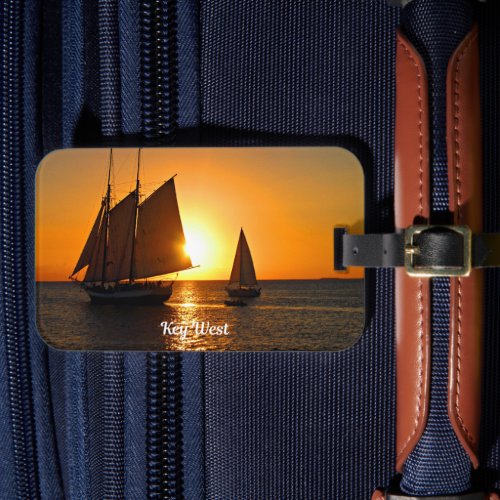 Key West sunset and sailboats Luggage Tag