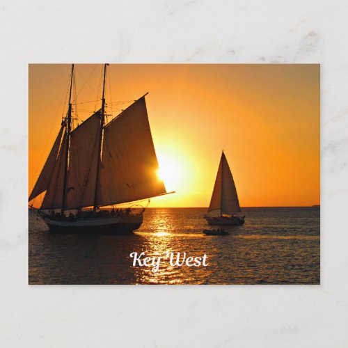 Key West sunset and sailboats Postcard
