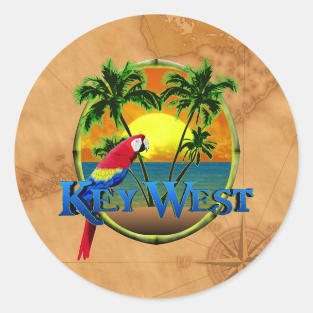 Key West Sunset Classic Round Sticker (Front)