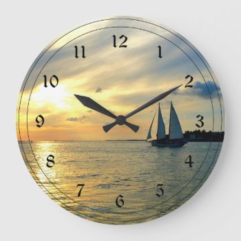 Key West Sunset Large Clock by RetirementGiftStore at Zazzle