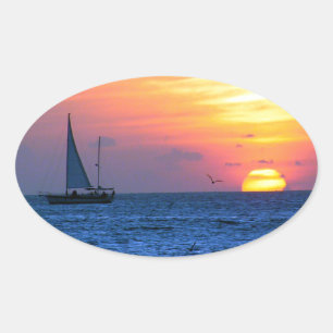 Key West Sunset Oval Sticker