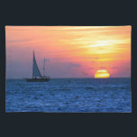 Key West Sunset Placemat<br><div class="desc">This beautiful photographs features a loan sailboat creeping by as the late evening sun melts into the Gulf of Mexico off the coast of Key West, Florida illuminating the evening sky with brilliant colors of golden yellow, orange and red.</div>