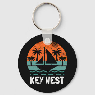 Key West Sunset Retro Vacation Keychain
