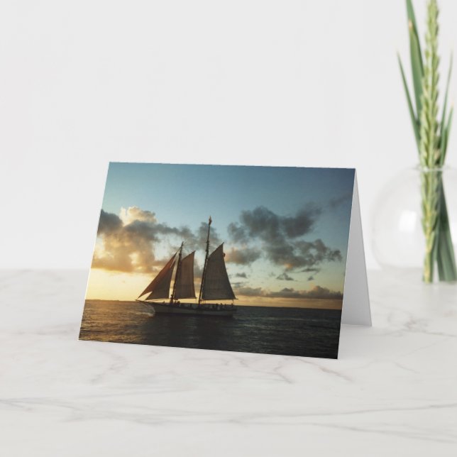 Key West Sunset Sail Photo Greeting Card (Front)