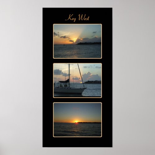 Key West sunset triptych Poster