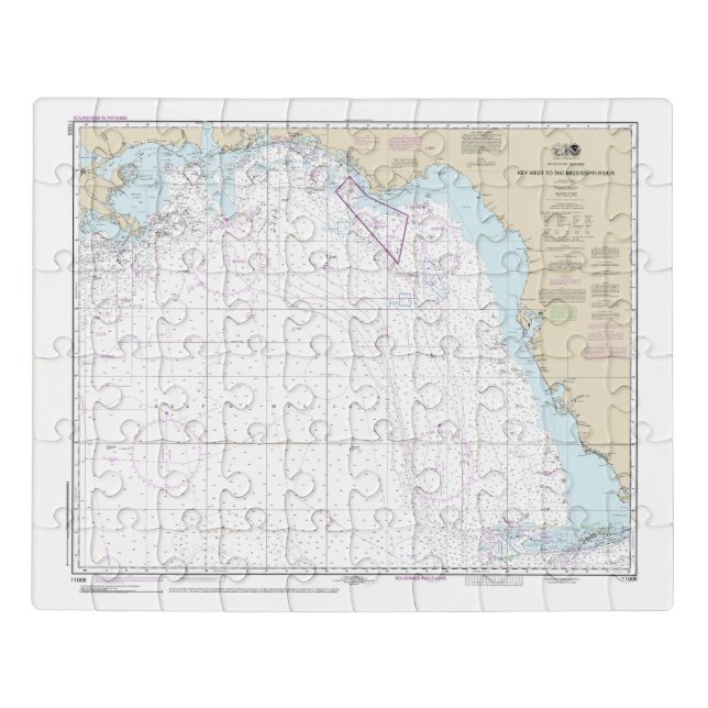 Key West to the Mississippi River Nautical Chart Jigsaw Puzzle (Puzzle Horizontal)