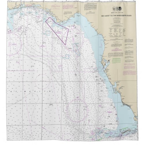 Key West to the Mississippi River Nautical Chart Shower Curtain