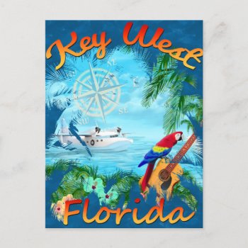 Key West Trop Rock Music Postcard by BailOutIsland at Zazzle