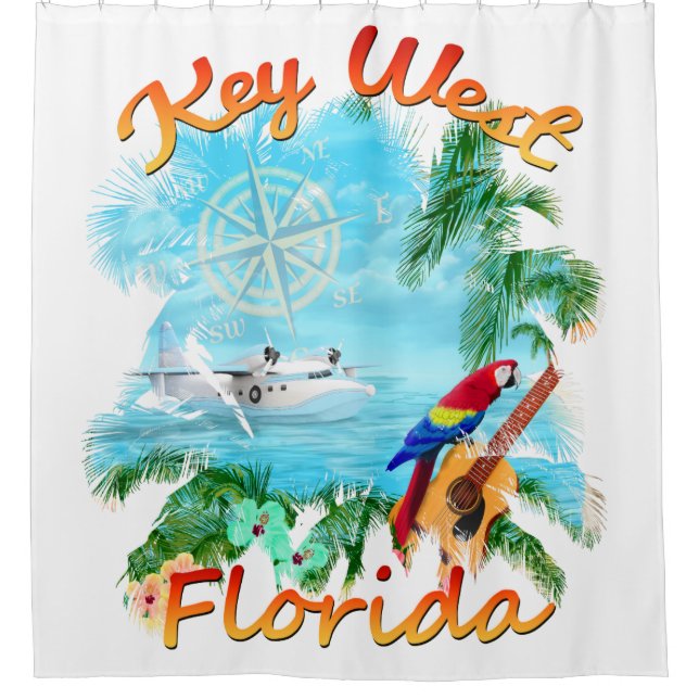 Key West Tropical Rock Shower Curtain (Front)