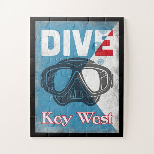 Key West Vintage Scuba Diving Mask Jigsaw Puzzle