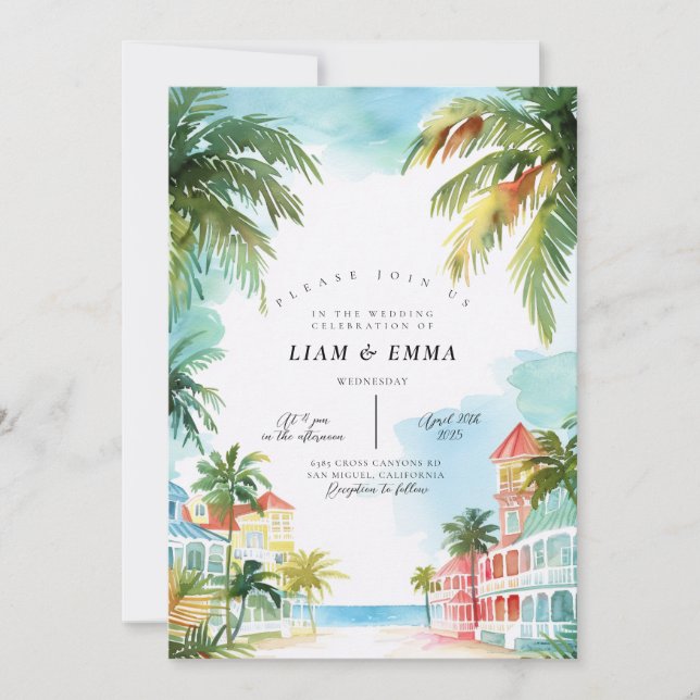 KEY WEST Wedding Destination Florida keys  Invitation (Front)
