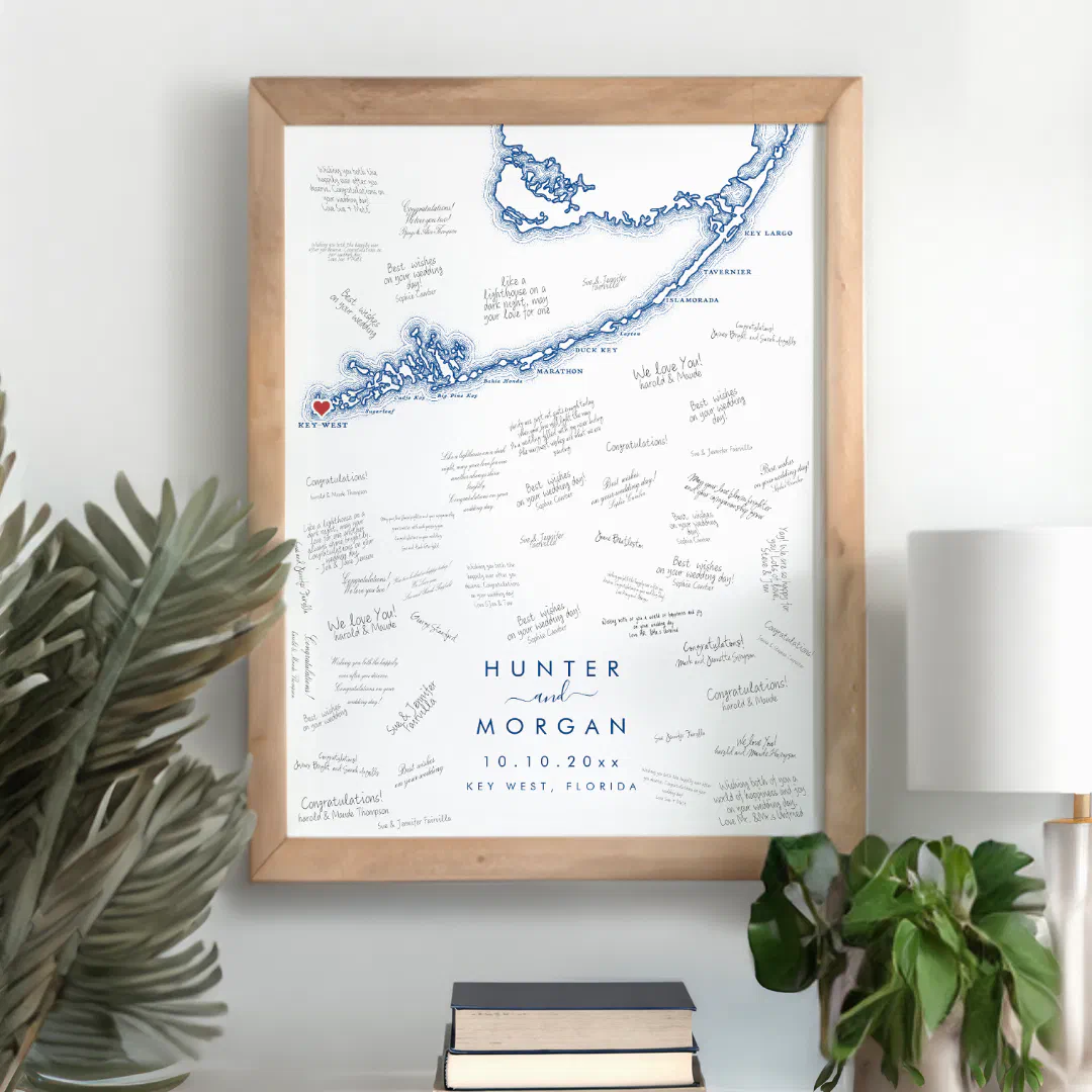 Key West Wedding Modern Navy Guest Book Poster
