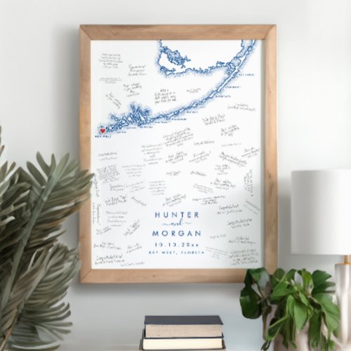 Key West Wedding Modern Navy Guest Book Poster