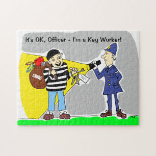 Key Worker Lockdown Funny Cartoon Jigsaw Puzzle
