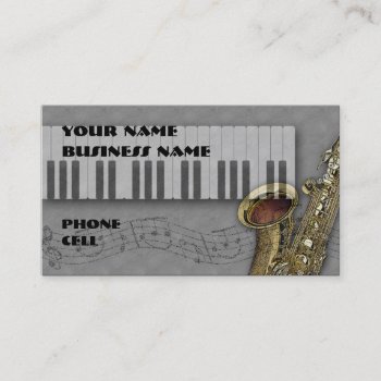 Keybaord & Saxophone - Music Business Card by oldrockerdude at Zazzle