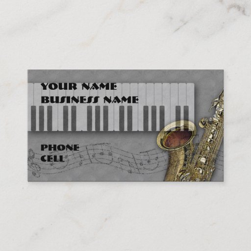 Customizable Keybaord &amp; Saxophone - Music Business Card