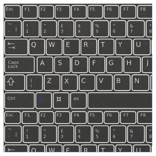 Keyboard black and white Letter number Programmer Fabric