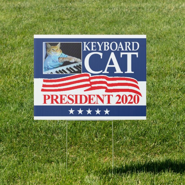 Keyboard Cat 2020 yard sign (Insitu)
