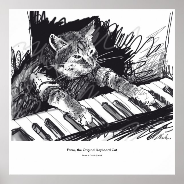 keyboard Cat Drawing Poster (Front)