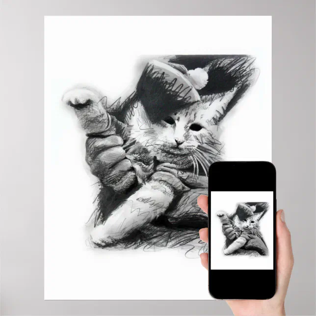 Keyboard Cat Pencil Drawing Poster | Zazzle
