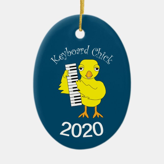 Keyboard Chick Text Ceramic Ornament (Front)