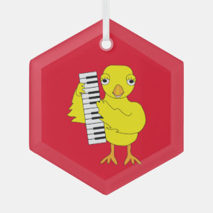 Keyboard Chick Text Glass Ornament