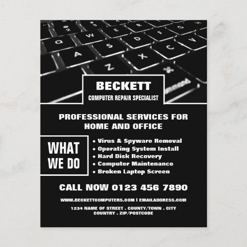 Keyboard Computer Repair Specialist Advertising Flyer