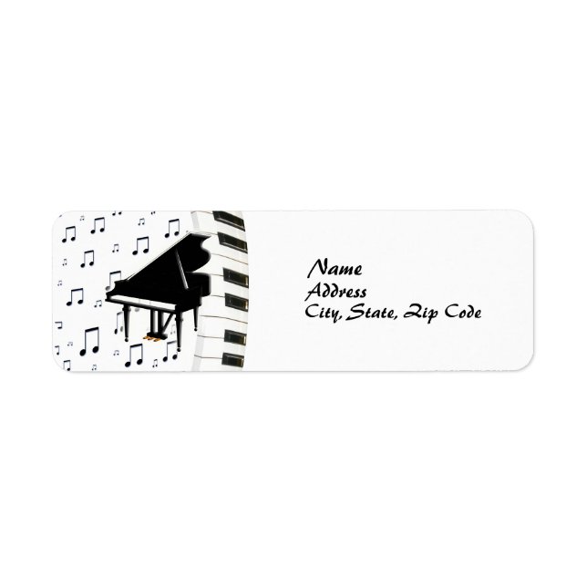 Keyboard Grand Piano and Music Notes Label (Front)