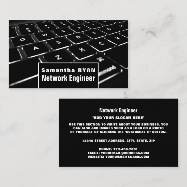 Keyboard, Information Technology, Computer Business Card (Front/Back)