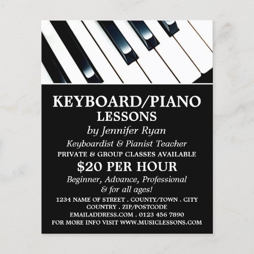 Keyboard Keys Keyboard Piano Lessons Flyer