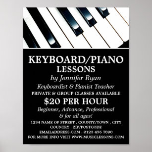 Keyboard Keys, Keyboard, Piano Lessons Poster