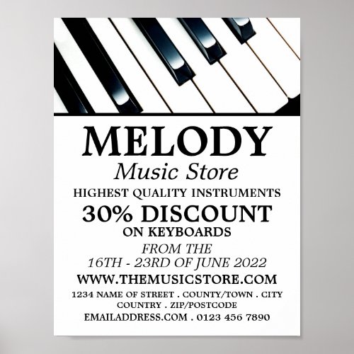 Keyboard Keys Musical Instrument Store Poster