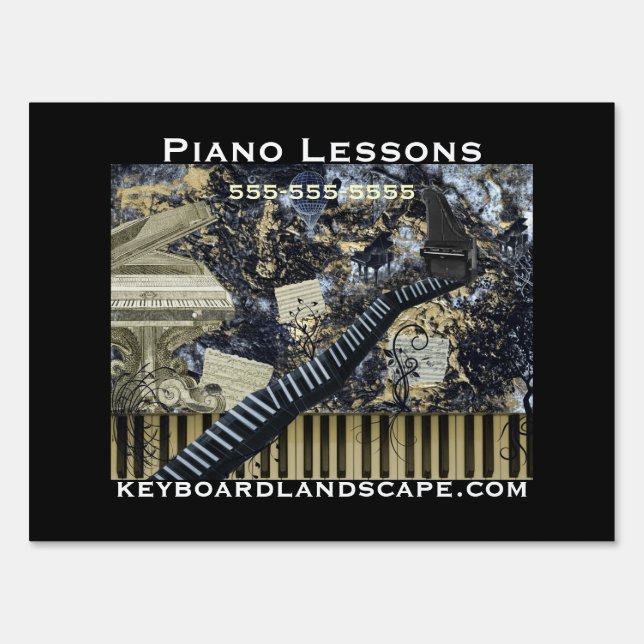 Keyboard Landscape, Piano Lessons Sign (Front)