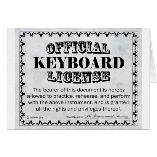 Keyboard License Cards (Front Horizontal)