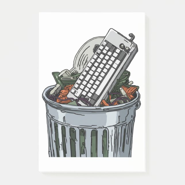 Keyboard on trashcan post-it notes (Front)
