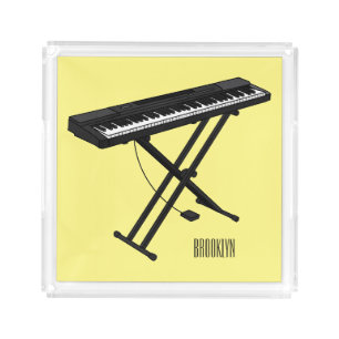 Keyboard piano cartoon illustration acrylic tray