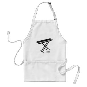 Keyboard piano cartoon illustration adult apron