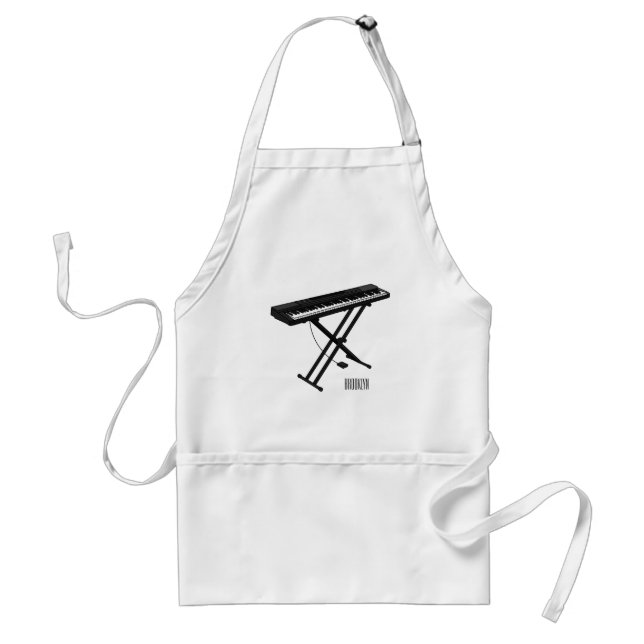 Keyboard piano cartoon illustration adult apron (Front)