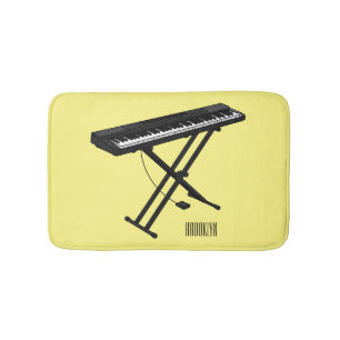 Keyboard piano cartoon illustration bath mat