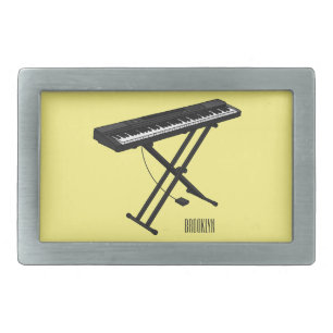 Keyboard piano cartoon illustration belt buckle