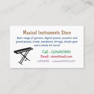 Keyboard piano cartoon illustration business card
