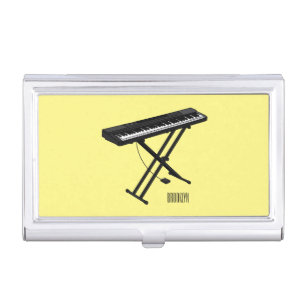 Keyboard piano cartoon illustration business card case
