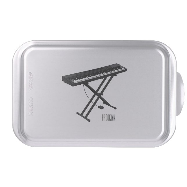 Keyboard piano cartoon illustration cake pan (Front)