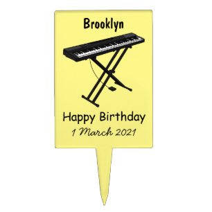 Keyboard piano cartoon illustration cake topper