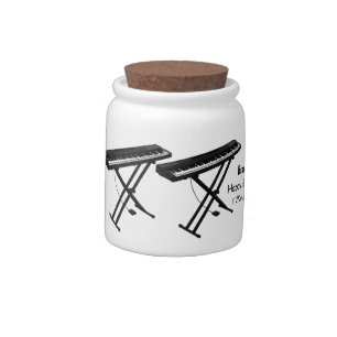 Keyboard piano cartoon illustration candy jar