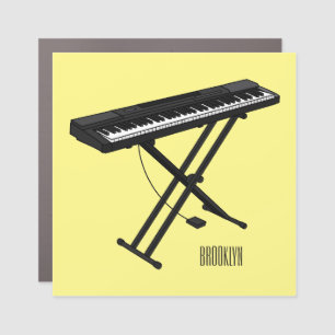 Keyboard piano cartoon illustration car magnet