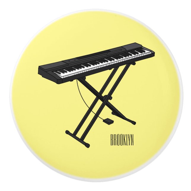 Keyboard piano cartoon illustration ceramic knob (Front)