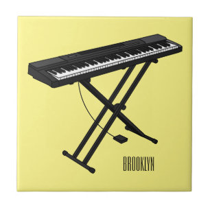 Keyboard piano cartoon illustration ceramic tile