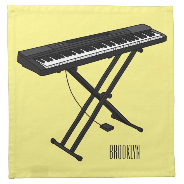 Keyboard piano cartoon illustration cloth napkin (Front)