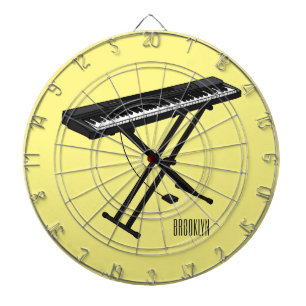 Keyboard piano cartoon illustration dart board